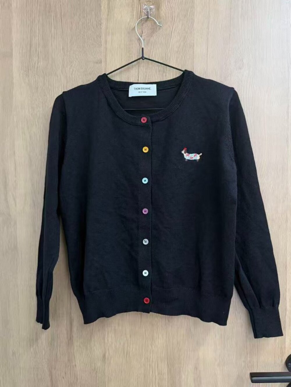 ⚫Thom Browne Black Crewneck Cardigan Dachshund Multi Color Buttons